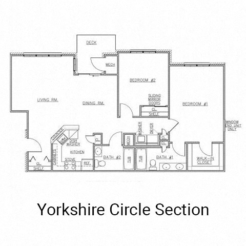 Floor plan for 2 beds, 2 baths, 1195 sqft
